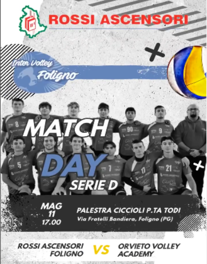 Sabato 11/5 ore 17.00 ultima partita del campionato di serie D in casa contro Orvieto