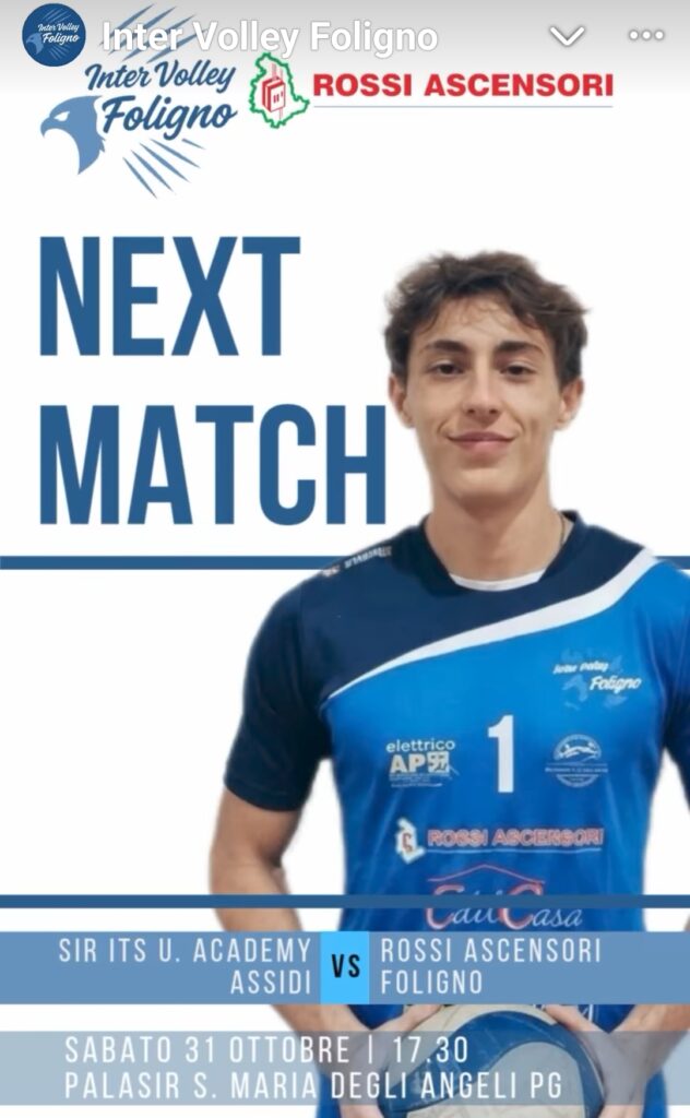 Prossima gara di serie C sabato 31 ottobre a Santa Maria degli Angeli contro Sir Assisi